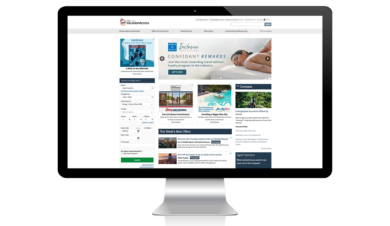 home page of VAX VacationAccess