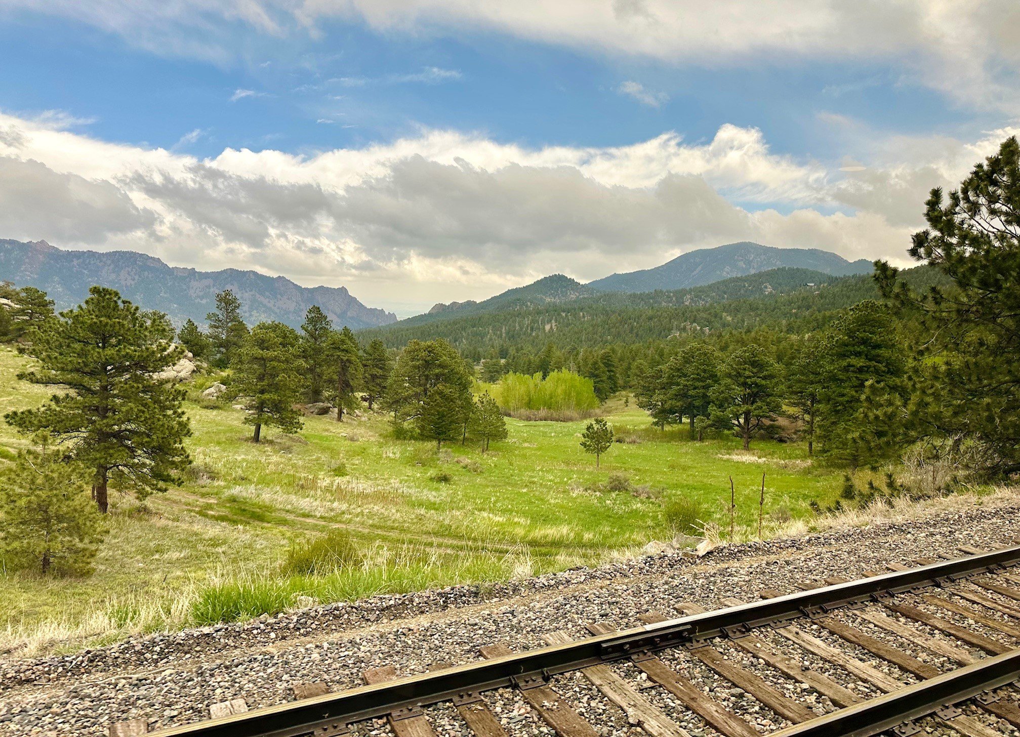 train tracks and mountains