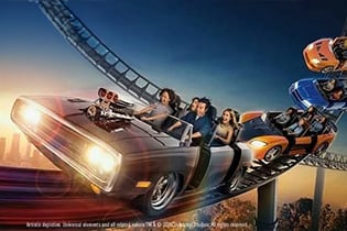 fast & furious cars on a rollercoaster