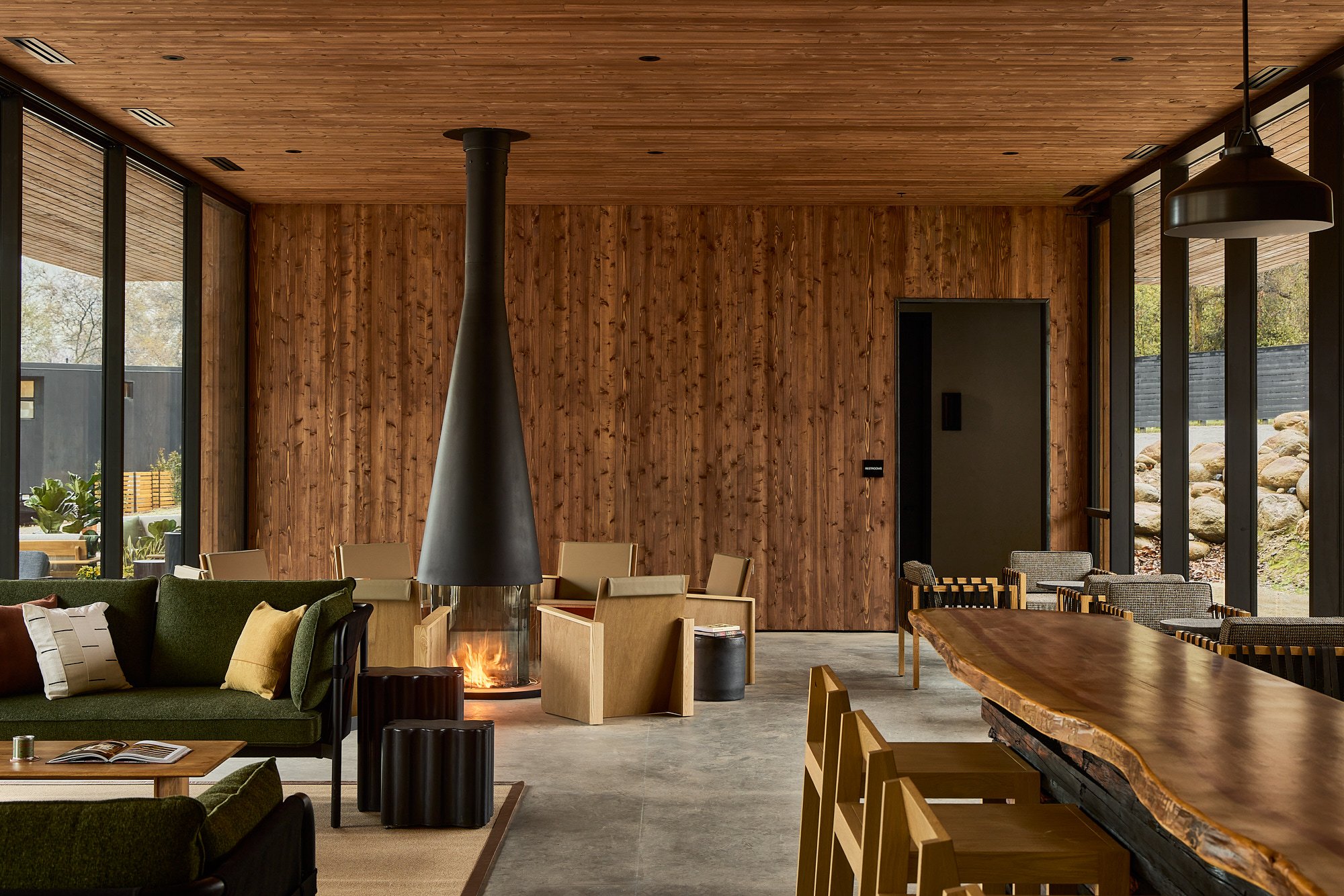 relaxing clubhouse at autocamp sequoia
