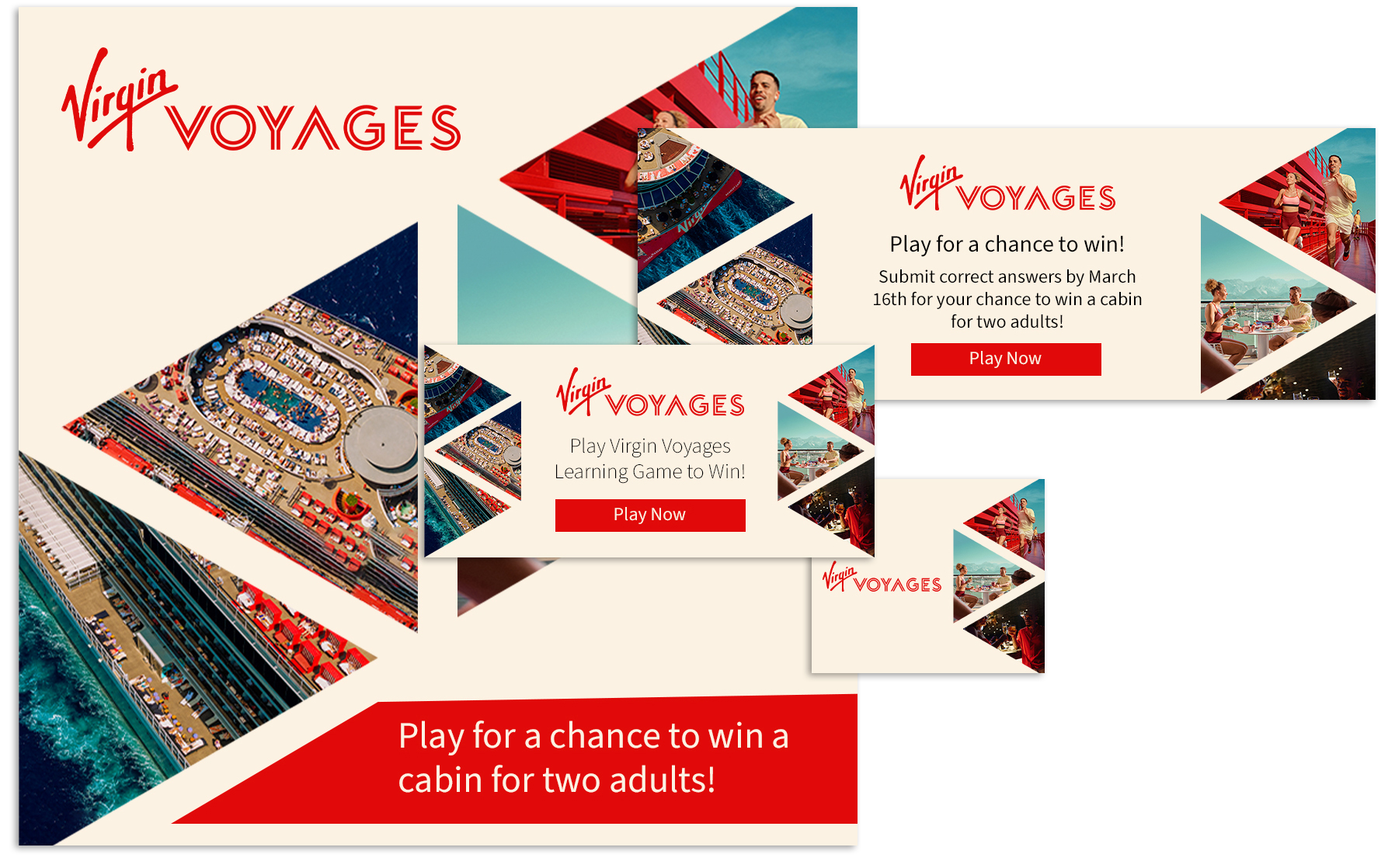 virgin voyages learning game banner collage