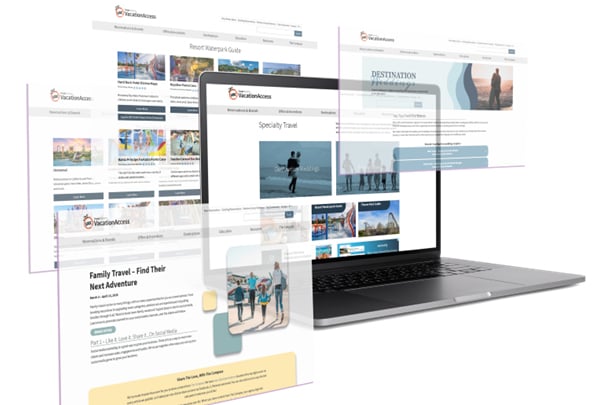 collage of specialty travel pages on VAX