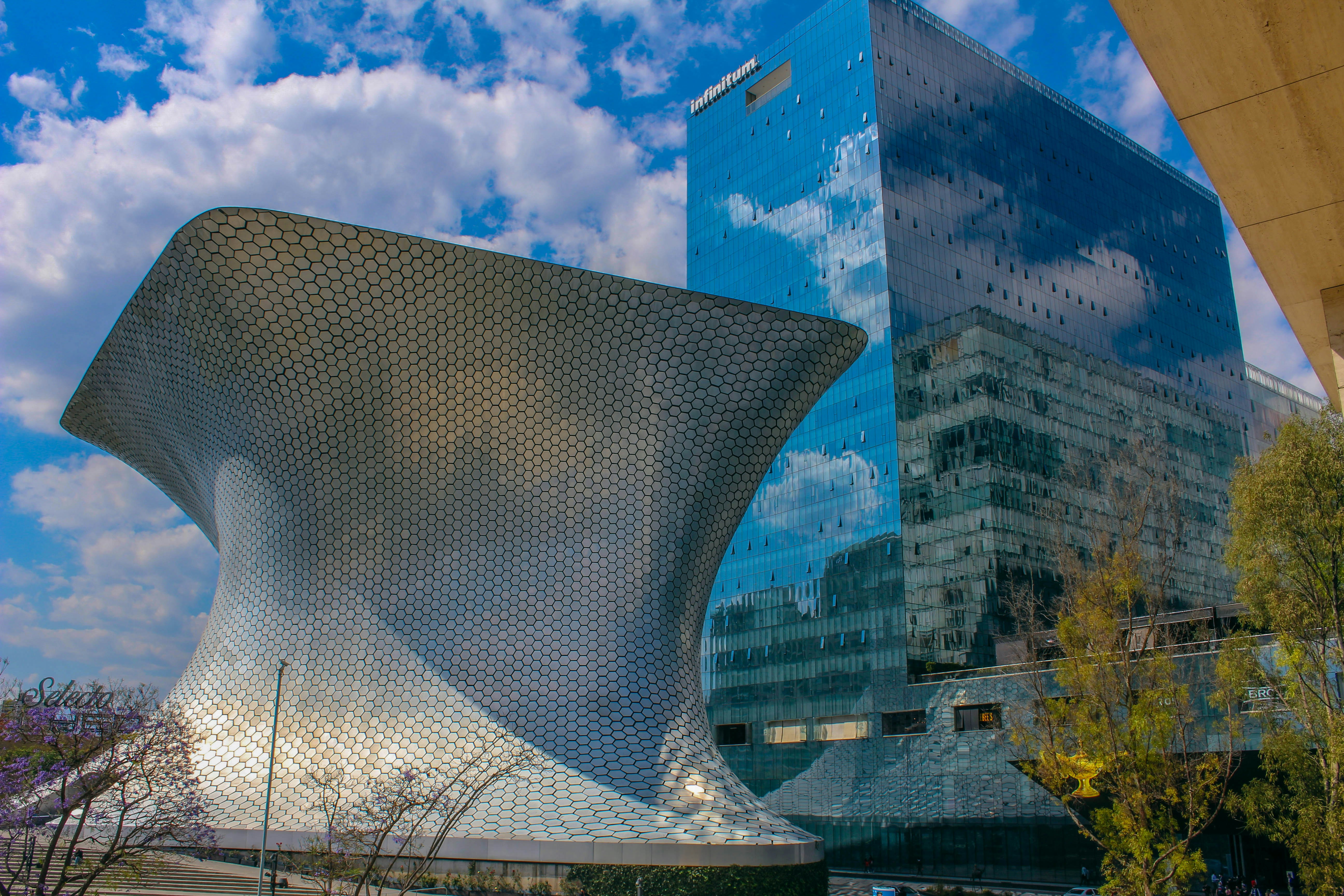 Museo Soumaya is a large, futuristic building with a curved design