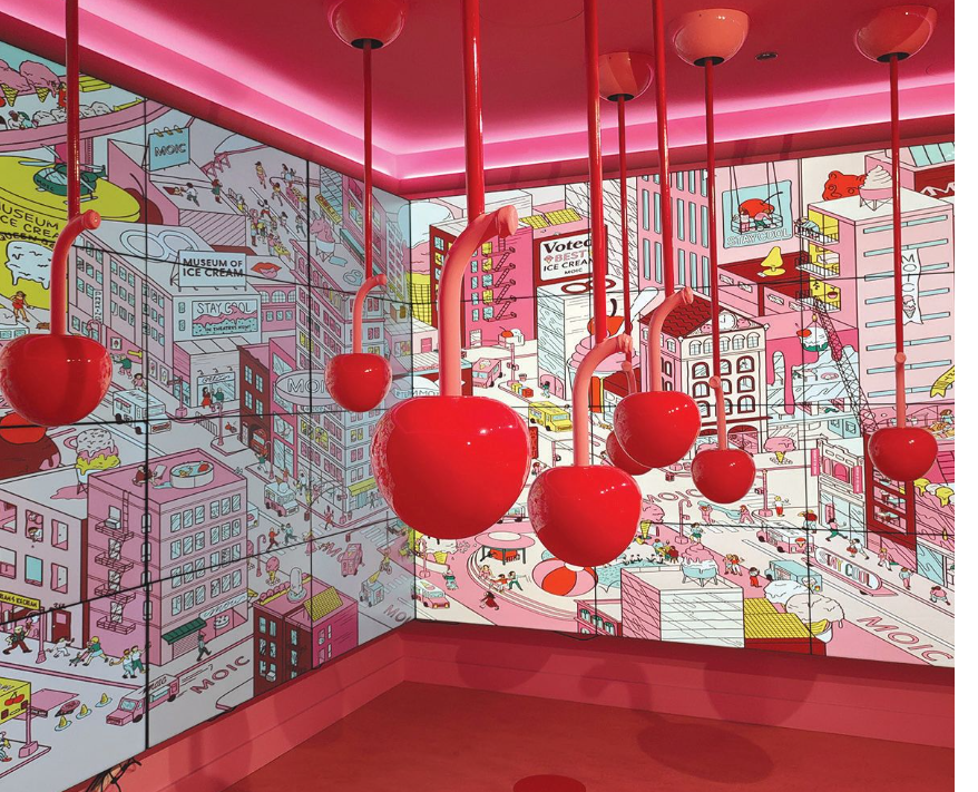 cherries hanging from the ceiling