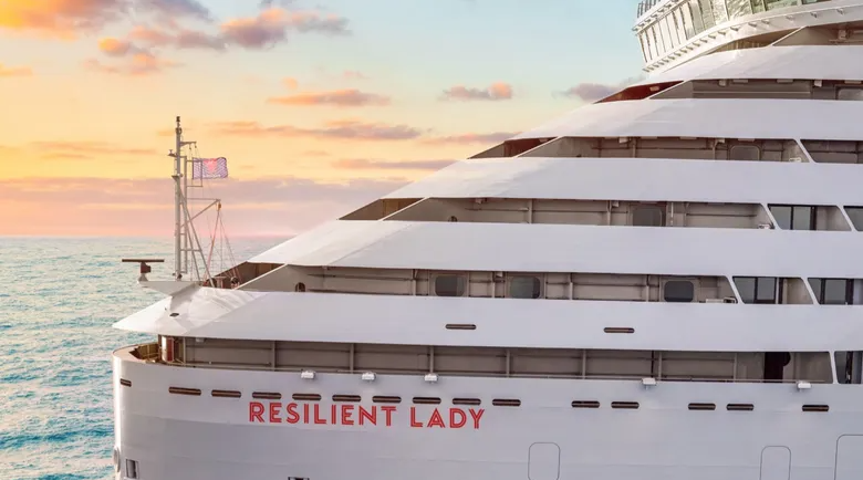 Side view of the Resilient Lady cruise ship
