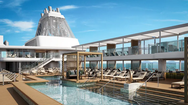 rendering of the deck of the Silver Nova cruise ship
