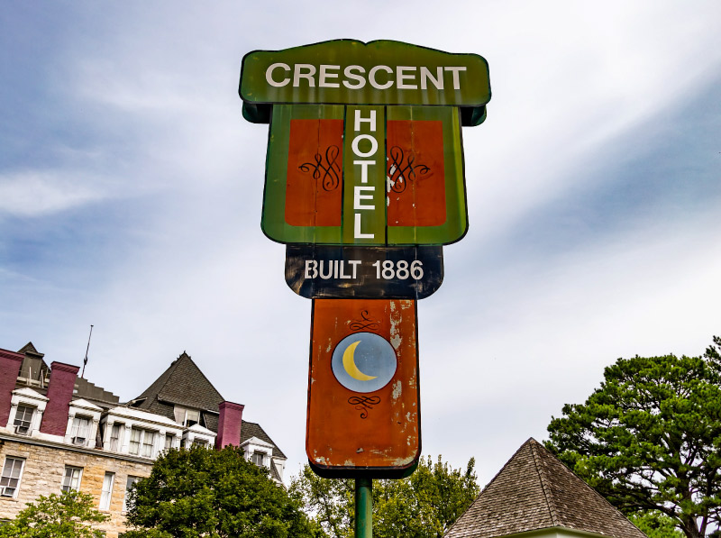 Photo of the sign at the Crescent Hotel 