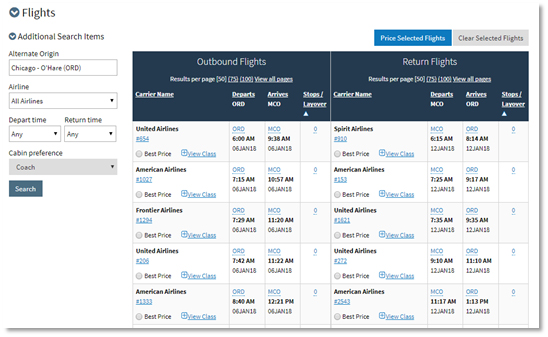 flight list